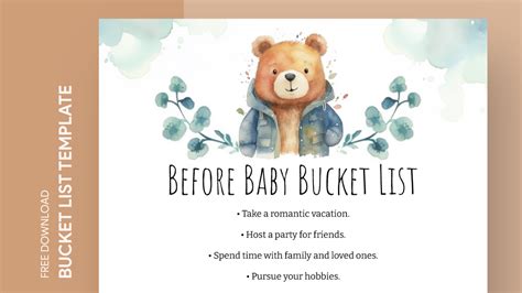 Before Baby Bucket List Free Google Docs Template Gdoc Io