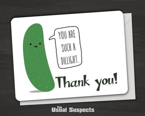 Pickle Thank You Card Pickle Card Pickle Greeting Dill Pickle