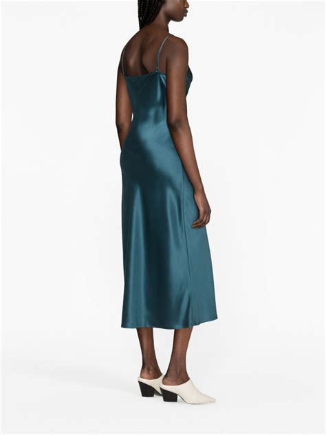 JOSEPH Clea Silk Satin Midi Dress Blue FARFETCH