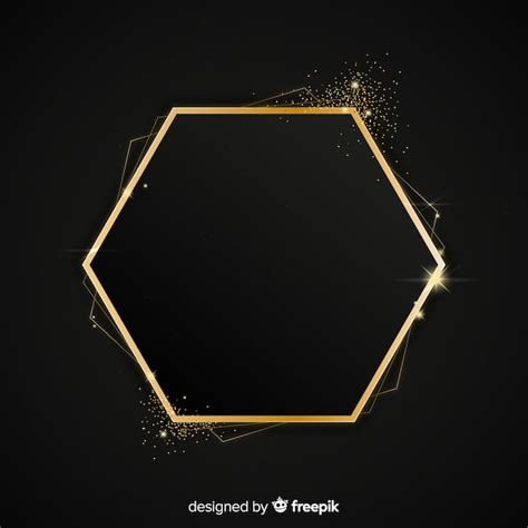 Premium Vector Golden Sparkling Hexagon Frame Background