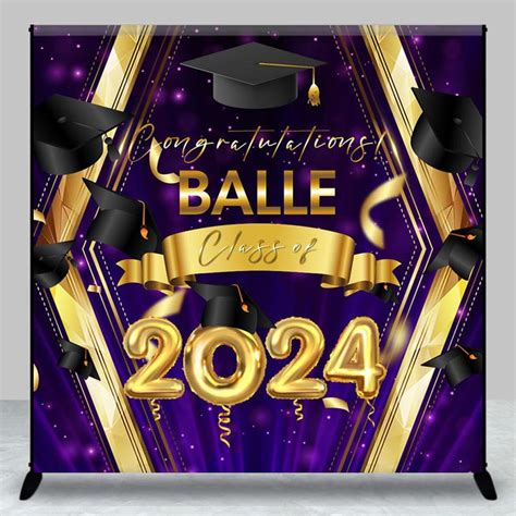 Custom Gold Purple Congratulation 2024 Grad Backdrop Lofaris In 2024