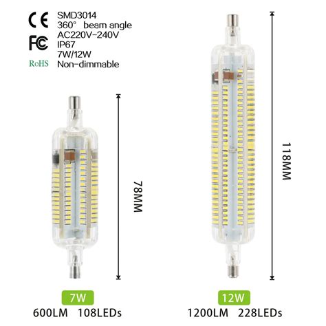 New Silicone r7s LED Lamp 7W 12W SMD3014 78mm 118mm LED R7S Light Bulb ...