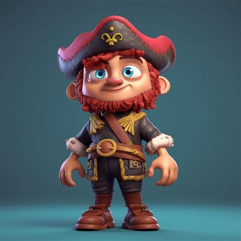 Bonito Personagem De Desenho Animado Pirata 3d Foto Premium