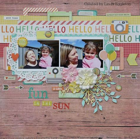 A Scrapbook Page With An Image Of Two Girls In The Sun And Flowers On It