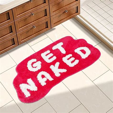 Inshere Get Naked Bath Mat Cute Bath Rugs Letter Print X