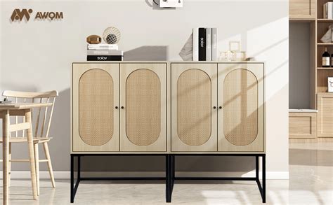 Amazon Awqm Rattan Sideboard Buffet Cabinet Set Of Storage