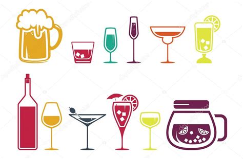 Conjunto de iconos de bebidas alcohólicas Vector de stock por