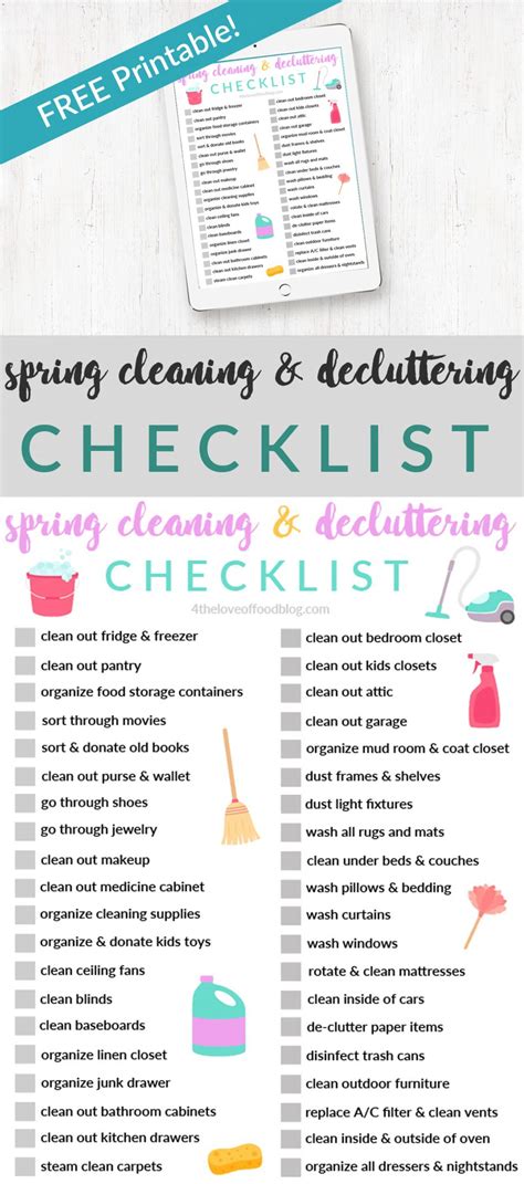 Spring Cleaning And Decluttering Printable Checklist For The Love Of Food