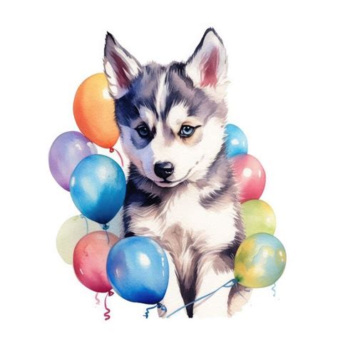 Siberian Husky Birthday Card Clipart Feliz Cumpleaños Con Perros