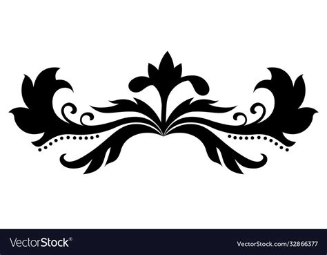 Flower With Leaves Shaped Ornament Silhouette Vector Image