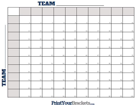 Printable Super Bowl Square Sheet