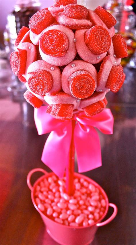 Valentines Day Love Treat Candy Centerpiece Topiary Bouquet Etsy Candy Centerpieces Candy