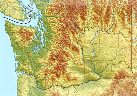 large detailed relief map  washington state vidianicom maps   countries   place