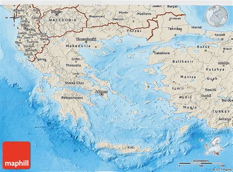 Shaded Relief 3D Map of Greece