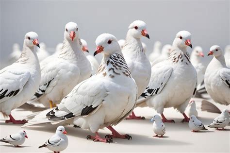 Premium Photo White Pigeons Set