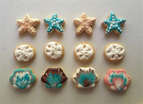 Seashells Aqua Coral Cookie Charms Seashell Cookies Etsy