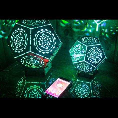 Wooden 3d Led Lamp Sri Yantra Night Light Fractalika