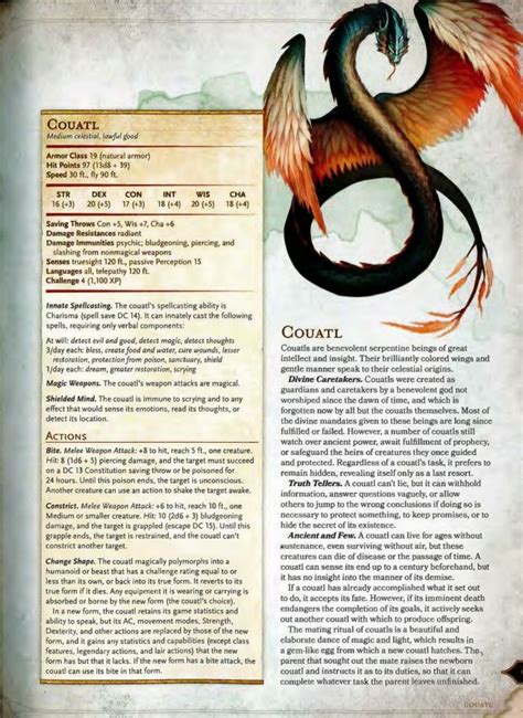 Coatl 5e Dnd Dragons Dnd Monsters Dungeons And Dragons Rules