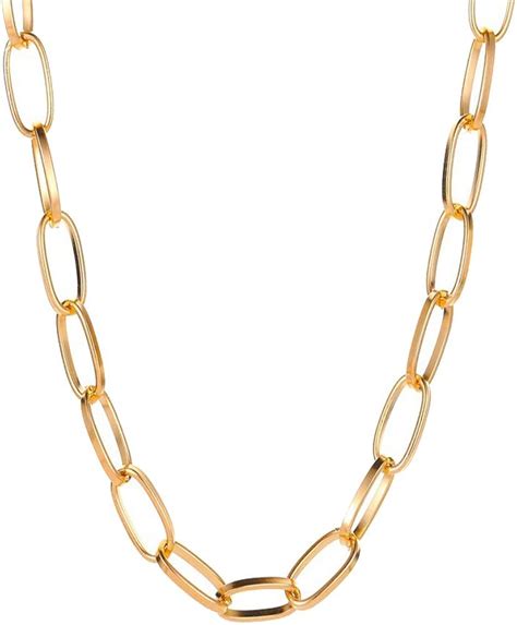 Csiyanjry99 Paperclip Link Chain Necklace For Women Girls 18k Gold Plated Dainty Oval Link Chain