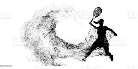 Abstract Silhouette Of A Tennis Player On White Background Tennis