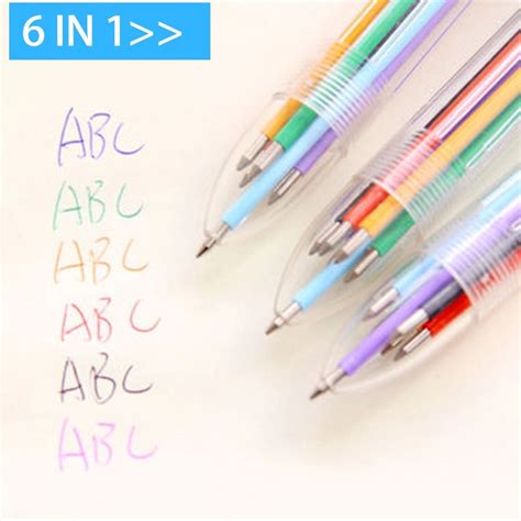 3pcs 6 In 1 Plastic Pens With Multi Color Models Multi Colored