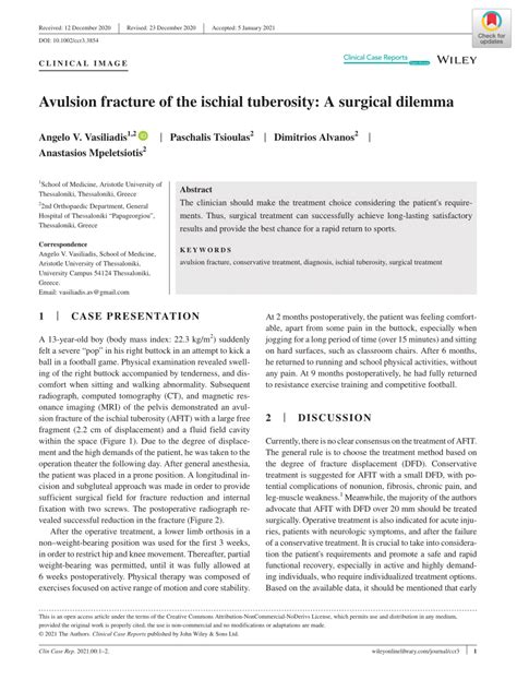 Pdf Avulsion Fracture Of The Ischial Tuberosity A Surgical Dilemma