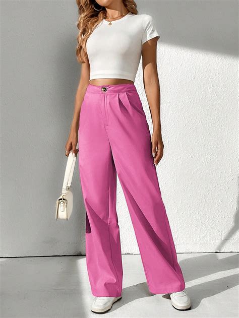 Shein Tall Pantalones Rectos De Talle Alto Moda De Mujer Shein M Xico