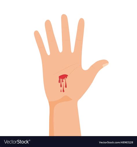 Hand with bleeding cut palm wound Royalty Free Vector Image