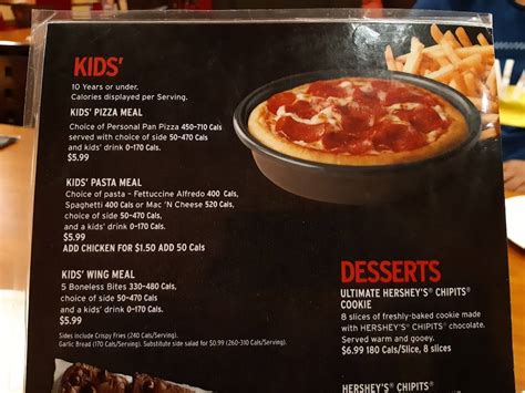 Carta De Pizzería Pizza Hut Windsor Windsor Huron Church Rd