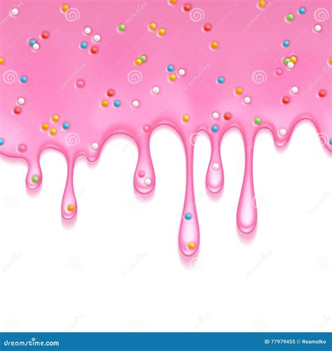 Pink Frosting Dripping Background Liquid Flow Stock Vector