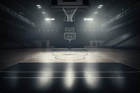 Premium Photo Basketball Sport Arena Interior View To Wooden Floor Of