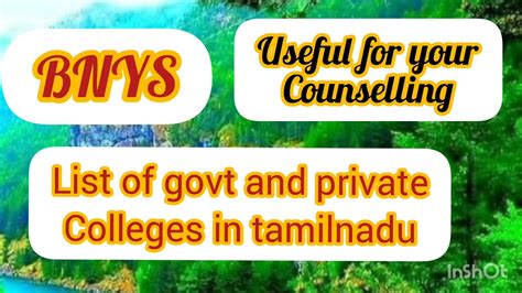 Bnys Colleges In Tamilnadu Govt And Private Colleges Seat Matrix Youtube