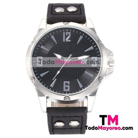 Reloj Tipo Cuero Negro Extensible Piel Sintetica Numeros Grandes R3349