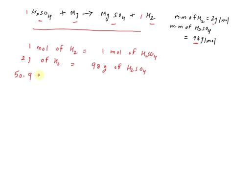 SOLVED For The Balanced Equation Shown Below How Many Grams Of H2SO4