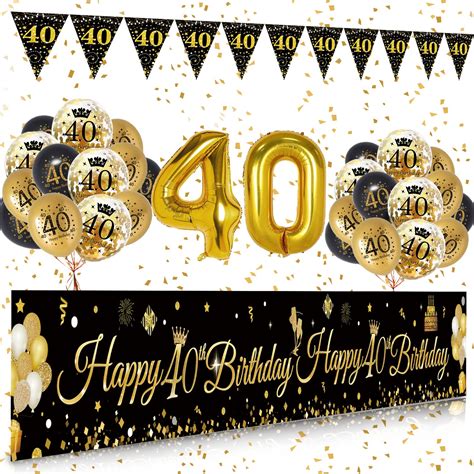 Buy 40th Birthday Decorations Black Gold Birthday Decoration For Men Women Happy 40th Birthday