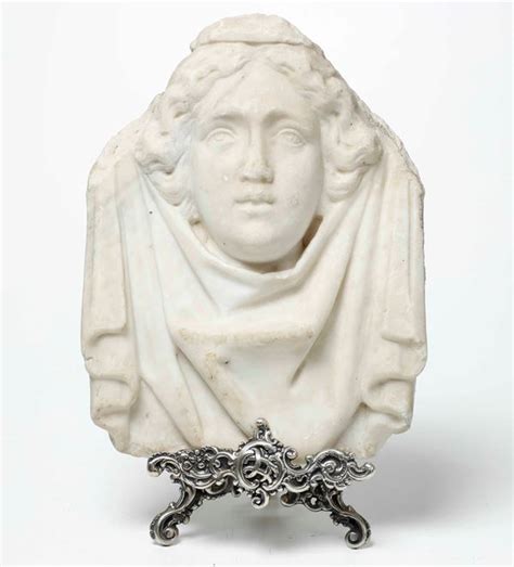 Volto Femminile Marmo Bianco Scultore Neoclassico Del XIX Secolo