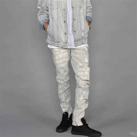 Drip Drip Graffiti Distressed Denim Pants Distressed Denim Denim