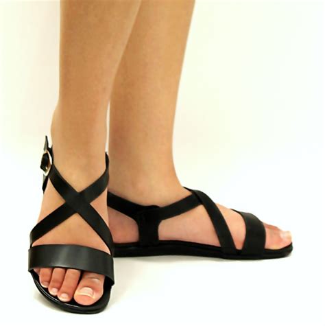 Black Strappy Sandals - CraftySandals.com