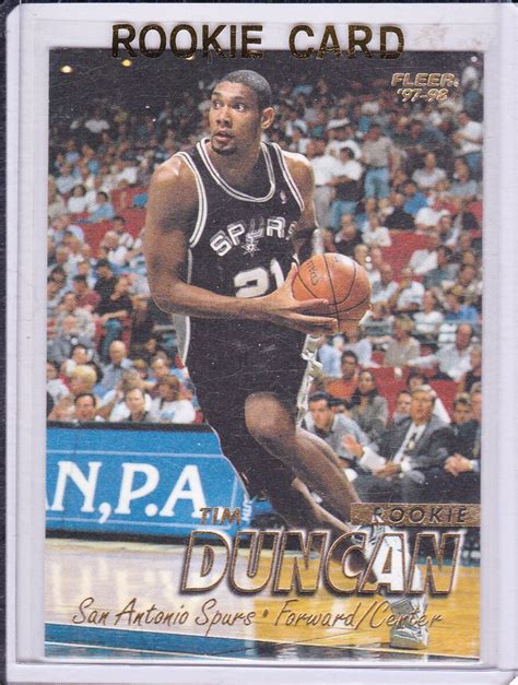 Tim Duncan Rookie Card Fleer Basketball San Antonio Spurs Hofer Rc