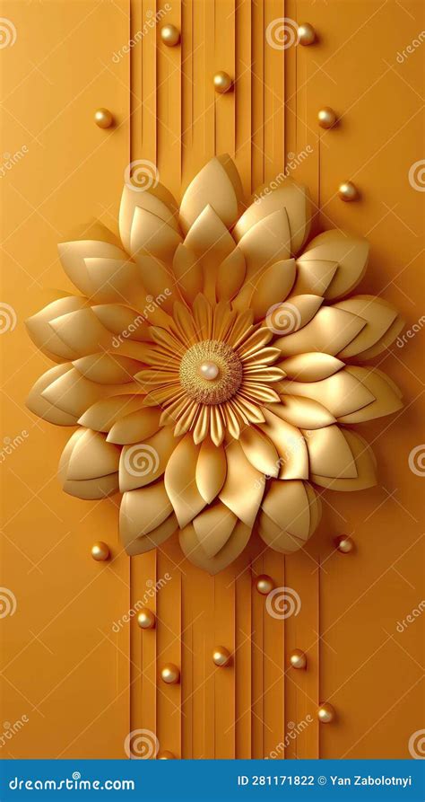 A Background With Gilding Flowers Golden Yellow Greeting Card Design