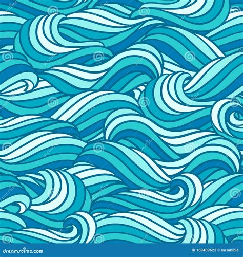 Seamless Wave Pattern Background With Sea River Or Water Texture