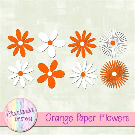 Free Paper Flowers Design Elements in Orange