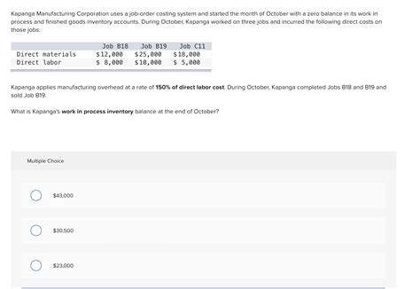 Solved Kapanga Manufacturing Corporation Uses A Job Order Chegg