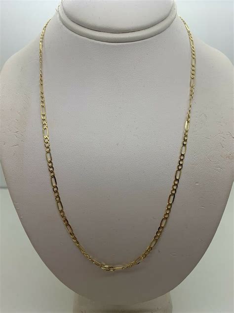 K White Gold Elongated Figaro Chain Inches Grams Made Etsy