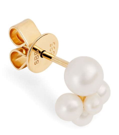 Sophie Bille Brahe Yellow Gold And Pearl Thyra Single Stud Earring