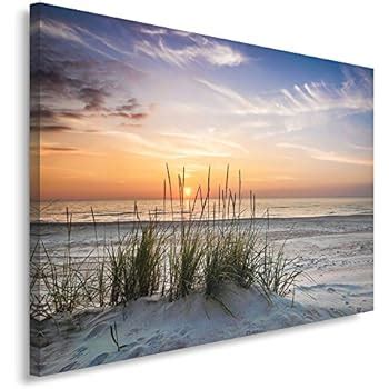 Querfarben Bild Auf Leinwand Mit Nordsee Motiv Sonnenuntergang An Der