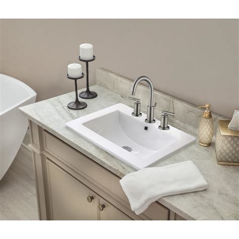 Superior Sinks White Glazed Ceramic Drop In Rectangular Bathroom Sink