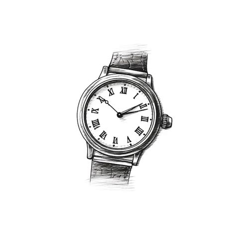 Premium AI Image | Realistic Sketch Of Old Watch On White Background In ...