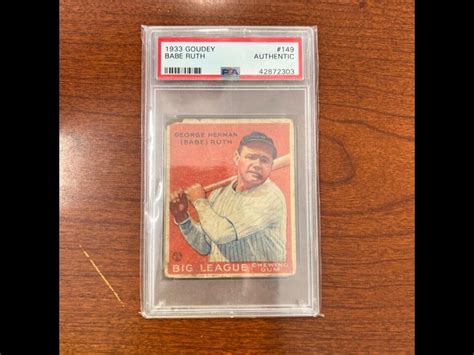 PSA AUTHENTIC 1933 GOUDEY BABE RUTH 149 BIG LEAGUE CHEWING GUM BASEBALL