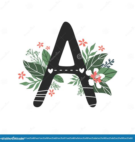 Letter A With Floral Design Plant Design Stock Vector Illustration